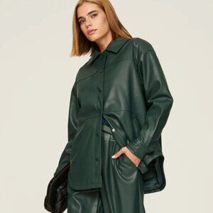 Love, Whit by Whitney Port Green Faux Leather Shacket size small